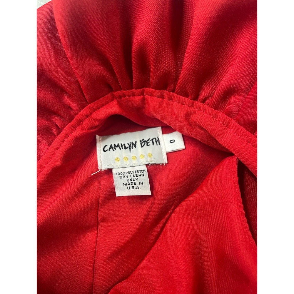 Camilyn Beth Red Ruffle Neck Party Dress Sleeveless Fit & Flare Size 0 - Picture 4 of 8